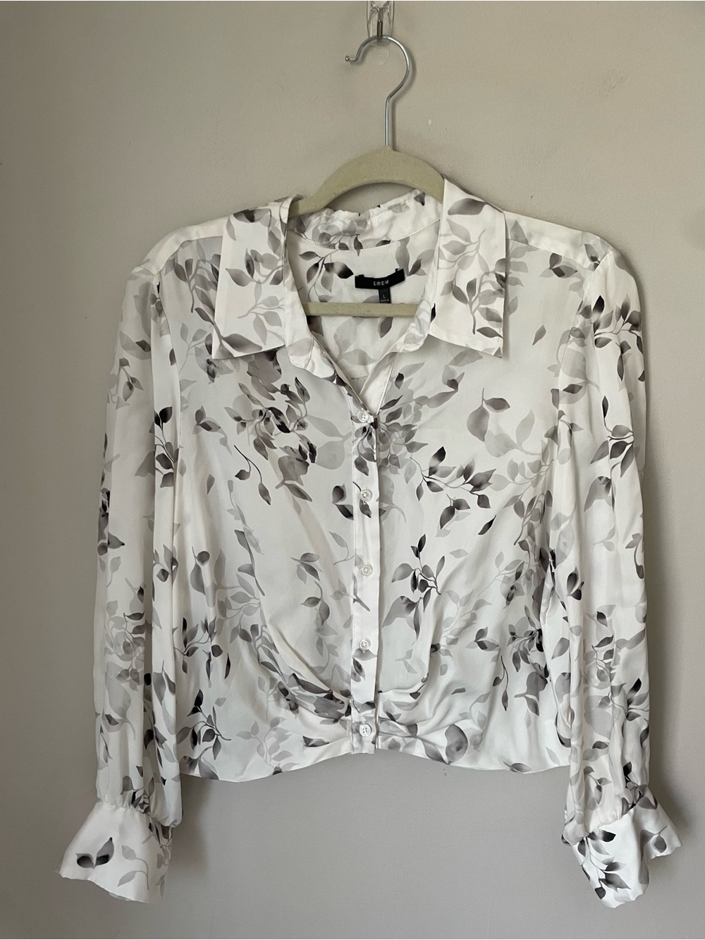 DREW White Floral Button-Front Tie Hem Blouse